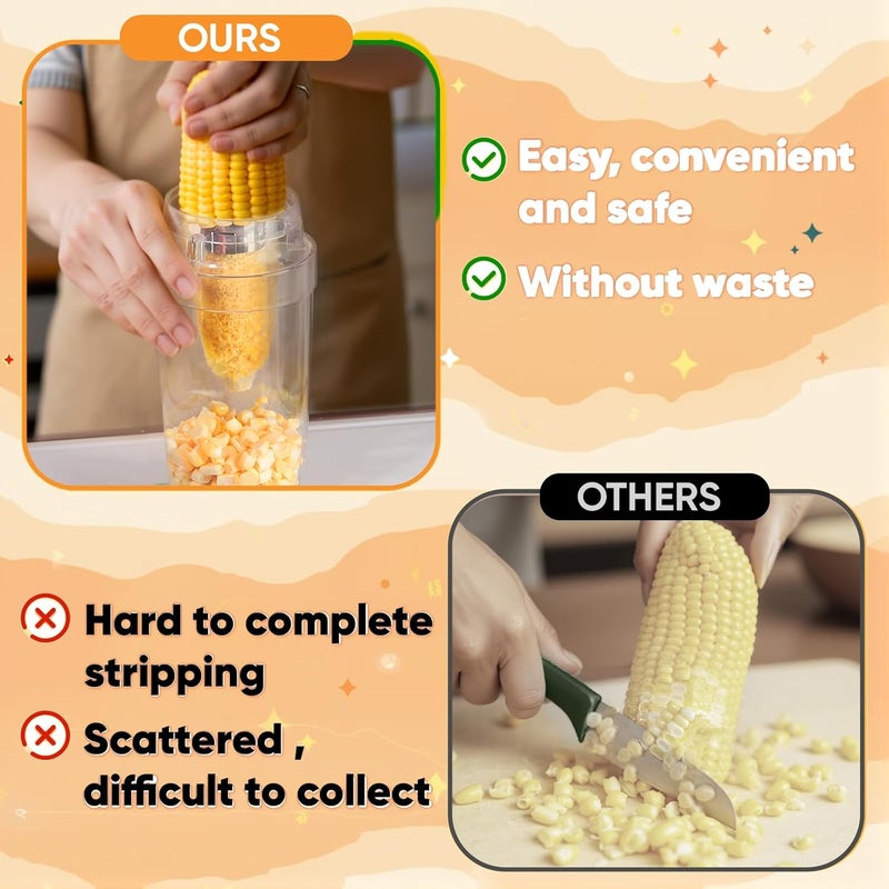 YYP Corn Cob Stripper, Corn Peeler for Corn on the Cob, with Bowl Fast No-Mess Kernel Cutter Tool for Effortless Prep with Serrated Blade for Home & Kitchen - Image 2